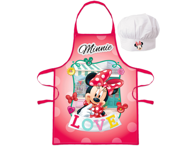 Detská zástera s kuchárskou čiapkou Minnie Love