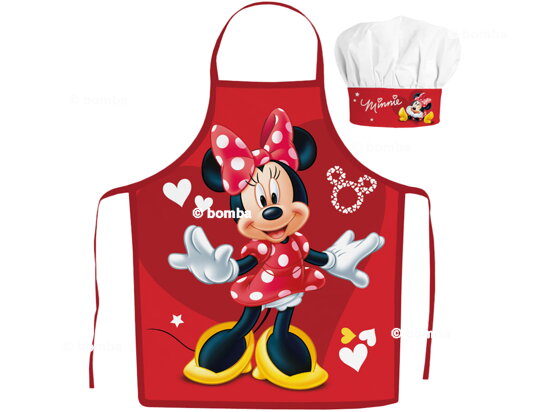 Detská zástera s čiapkou Minnie Mouse Red Hearts